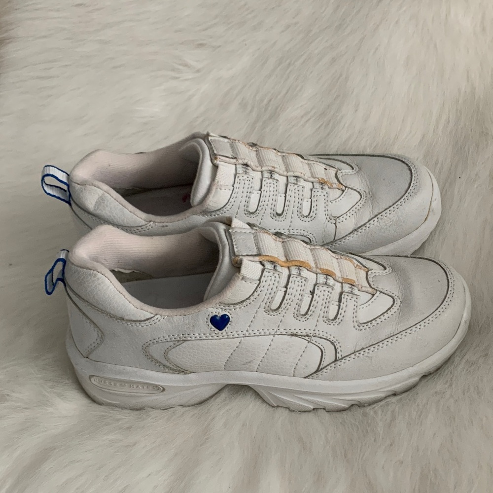 Nurse Mates White Sneakers with Blue Heart Accent